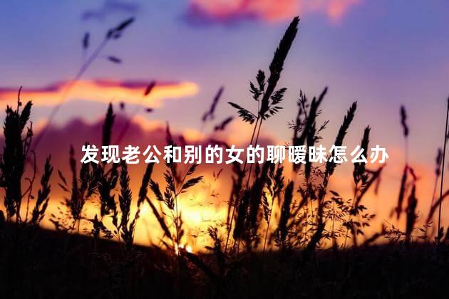 发现老公和别的女的聊暧昧怎么办
