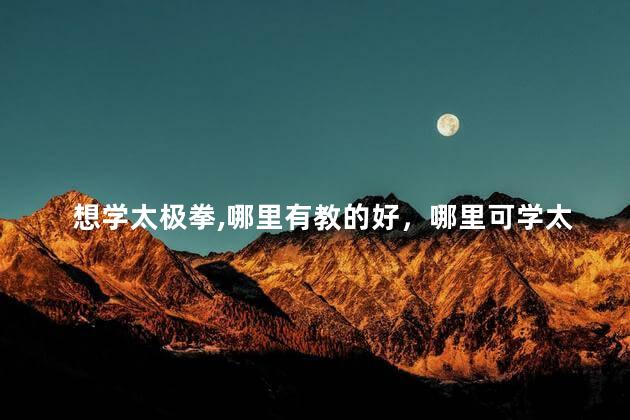 想学太极拳,哪里有教的好，哪里可学太极拳