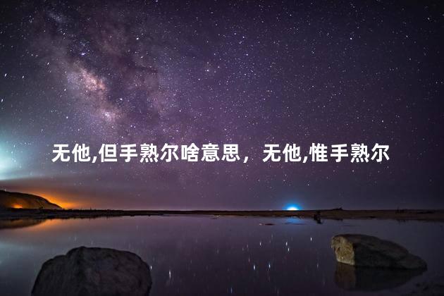 无他,但手熟尔啥意思，无他,惟手熟尔啥意思b站