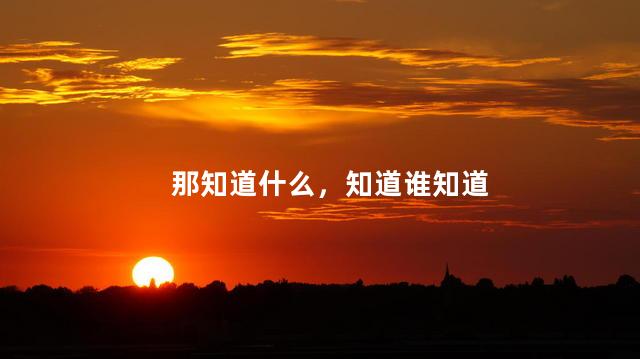 那知道什么，知道谁知道